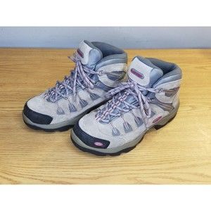 Hi-Tec Hiking Boots Women Size 8 Suede Taupe Gray Waterproof Lace Up Model# 7105